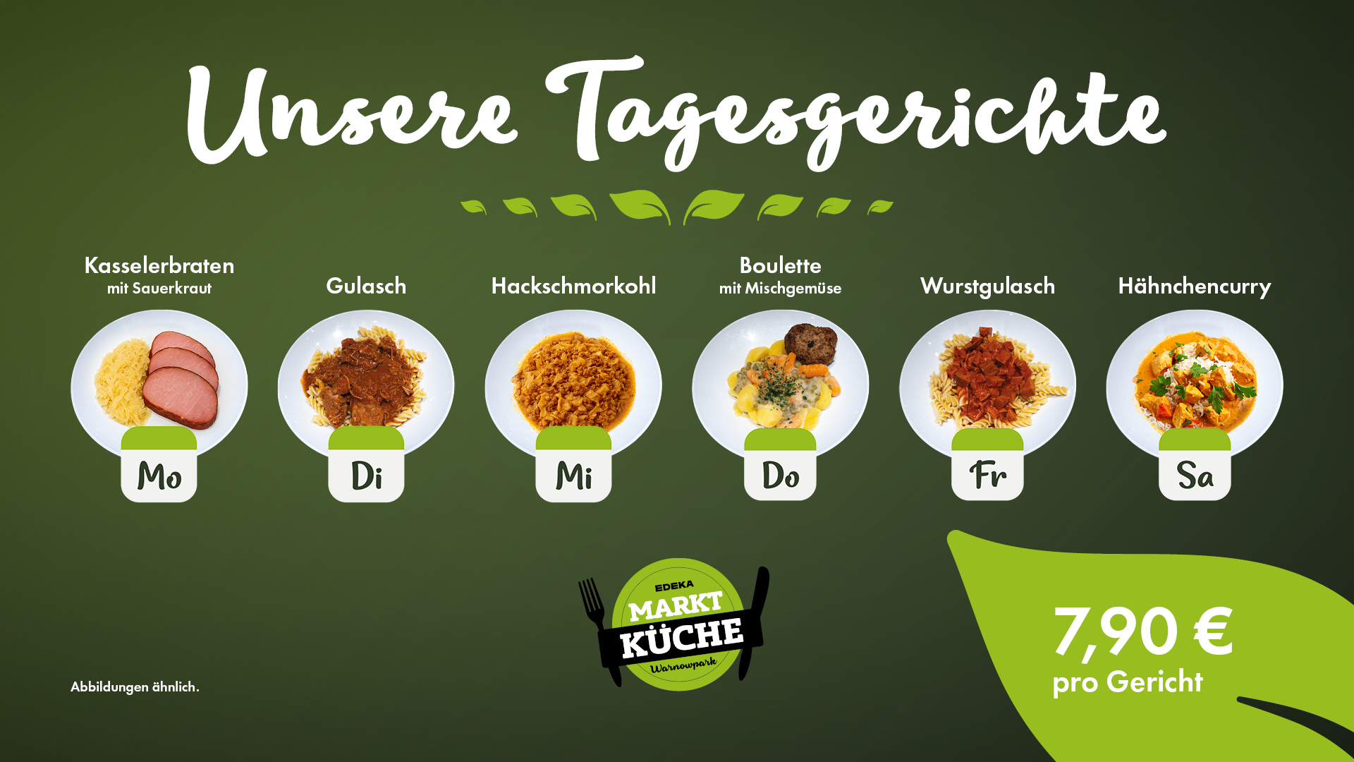 Wochenplan der Marktküche 2025/2026 für die Kalenderwochen 40, 46, 52 und 06.