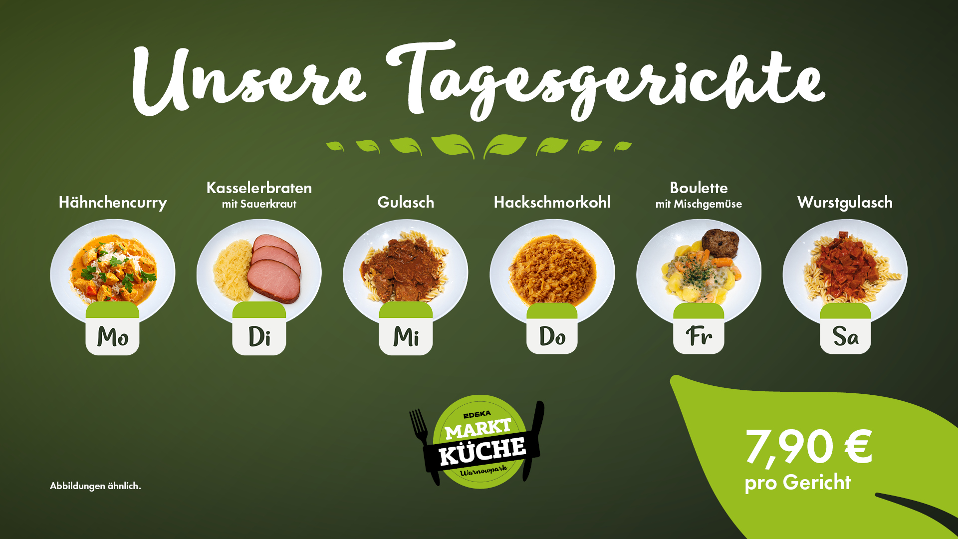 Wochenplan der Marktküche 2025/2026 für die Kalenderwochen 41, 47, 01 und 07.