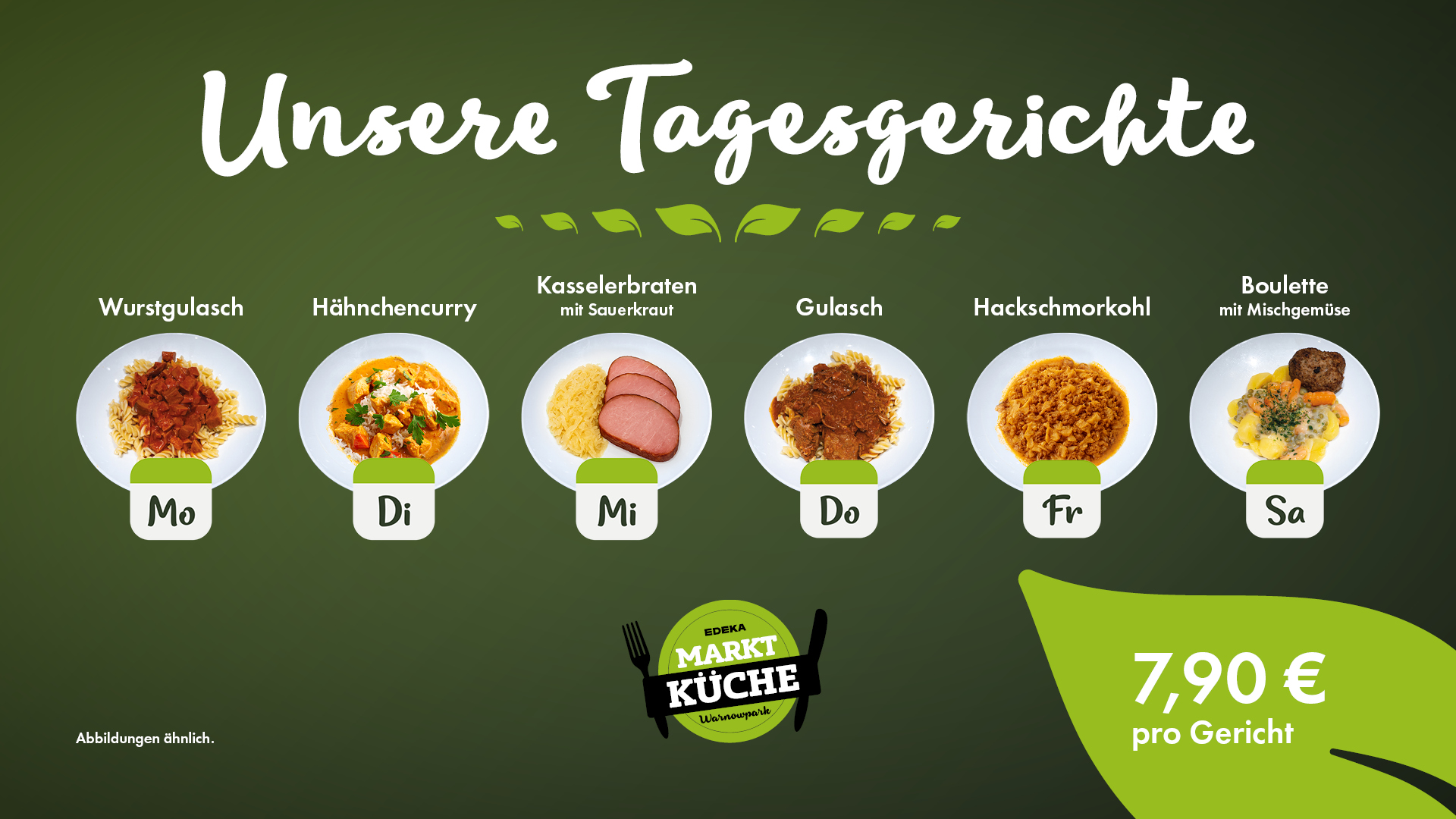Wochenplan der Marktküche 2025/2026 für die Kalenderwochen 42, 48, 02 und 08.